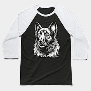 German shepherd dog head drawing black and white Baseball T-Shirt